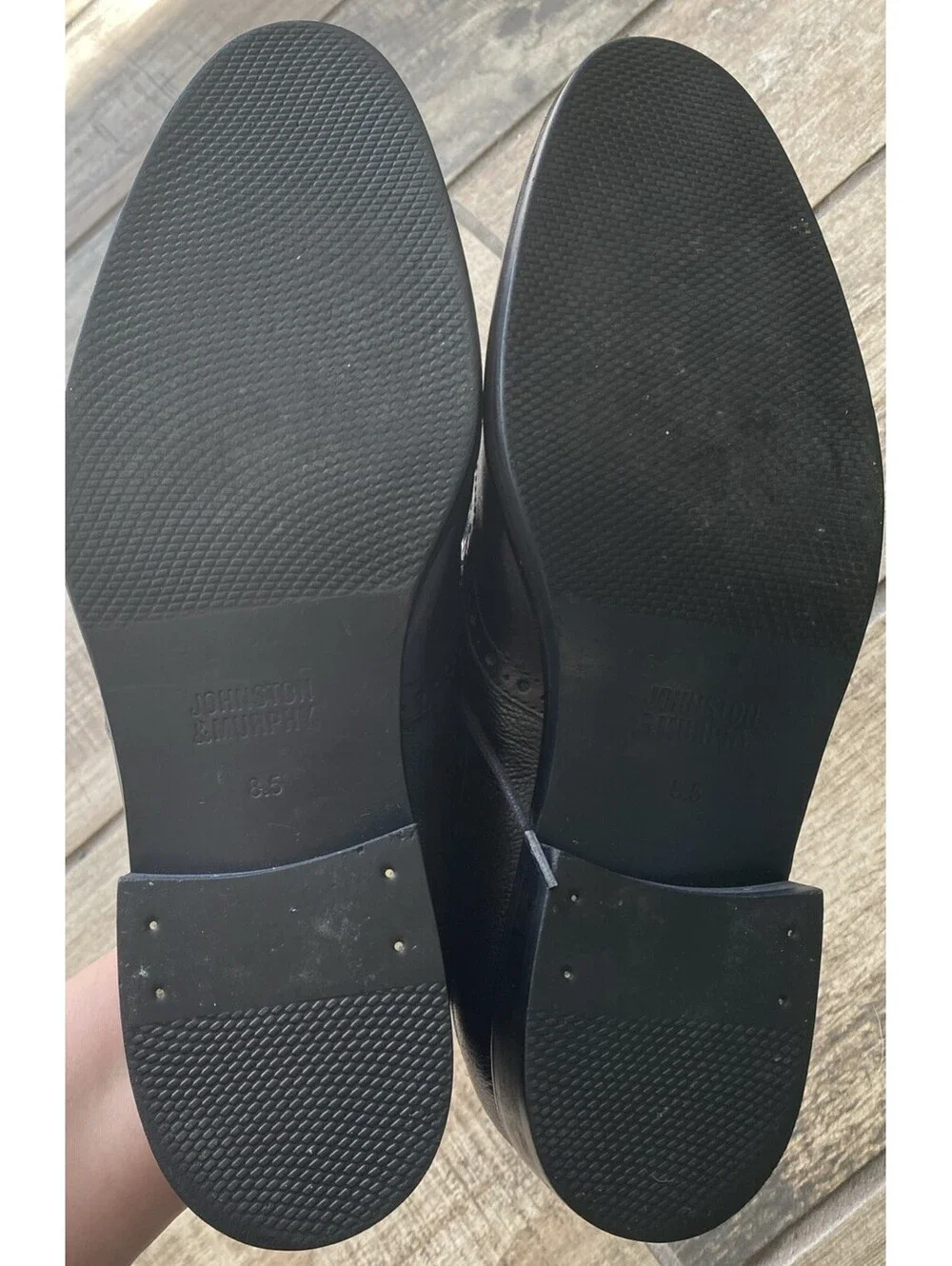 Johnston & Murphy Mens Black Leather Wingtip Dress Shoes 8.5M